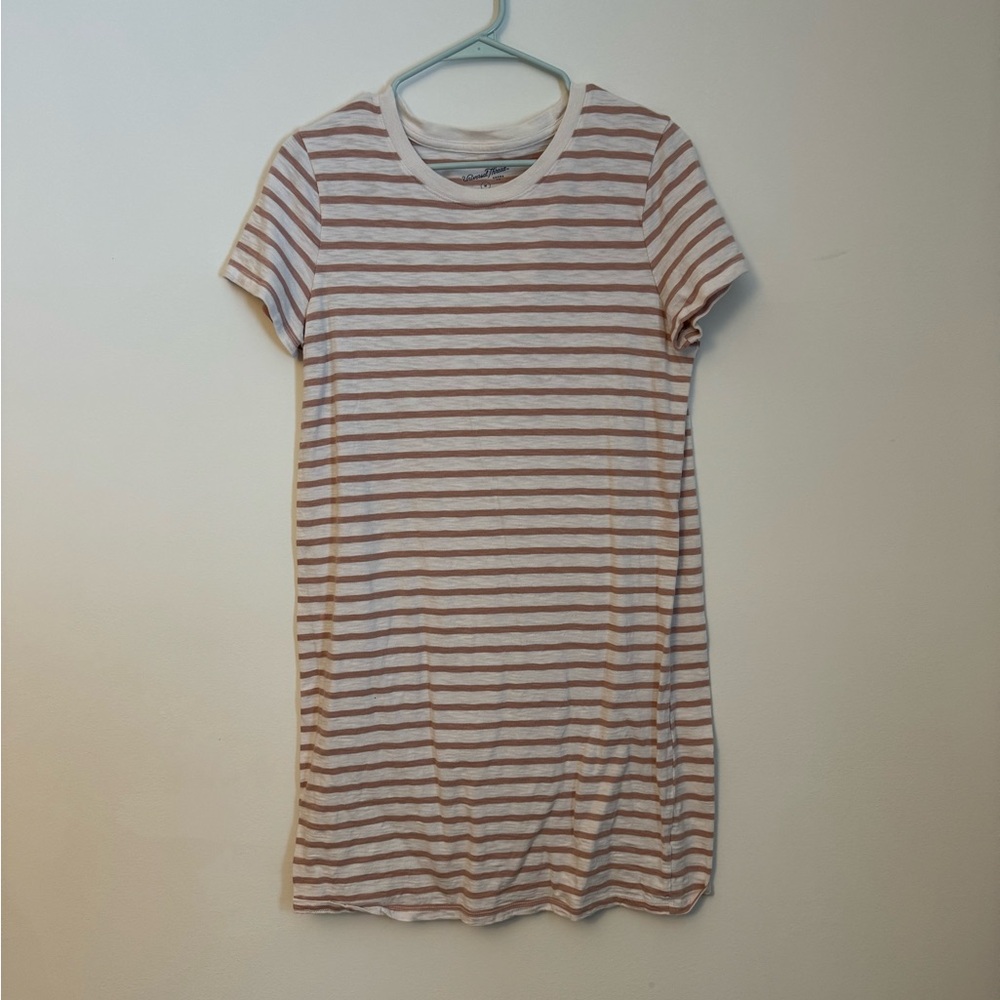 Med Universal Thread Striped Mini Dress - White and Tan